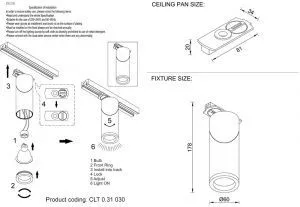 Светильник однофазный Crystal Lux CLT 0.31 030 BL