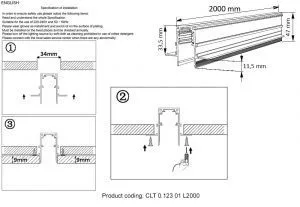 Шинопровод магнитный встраиваемый Crystal Lux CLT 0.123 01 L2000 BL