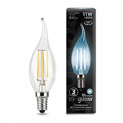 Лампа Gauss Filament Свеча на ветру 11W 830lm 4100К Е14 LED 1/10/50