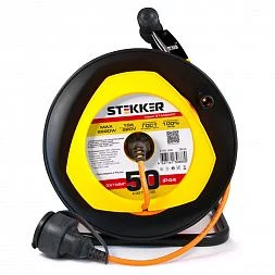 Удлинитель на пластиковой катушке Stekker STD02-11-50 (UG), 50м, 1 гнездо, с/з 3*1, оранжевый, серия Standart