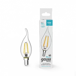 Лампа Gauss Basic Filament Свеча на ветру 4,5W 420lm 4100К Е14 LED 1/10/50