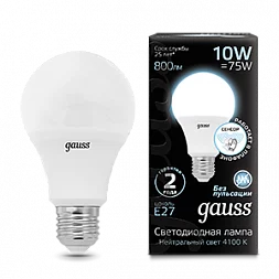 Лампа Gauss A60 10W 800lm 4100К E27 Сенсор LED 1/10/100