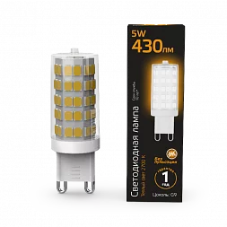 Лампа Gauss G9 AC185-265V 5W 430lm 2700K керамика LED 1/10/200